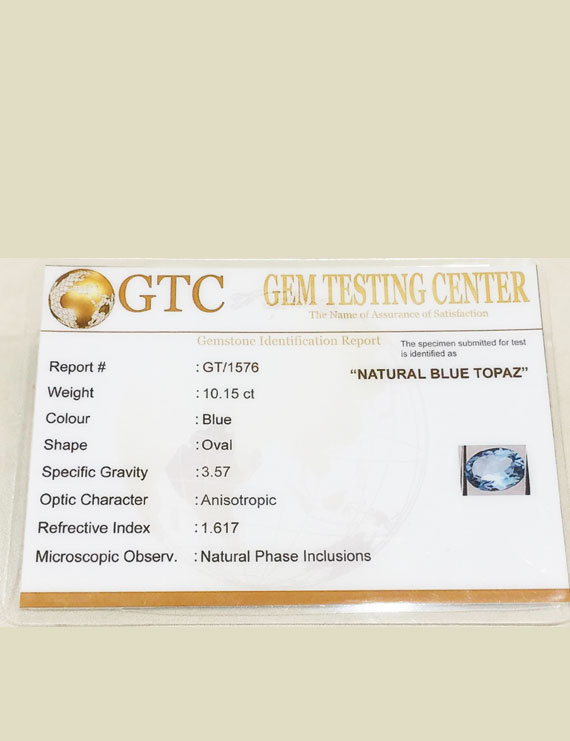 11.27 Ratti (10.15 ct) Natural Blue Topaz